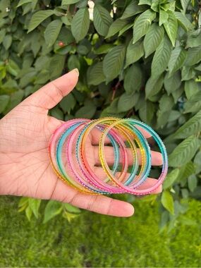 Set of Colorful Multicolor Glass Kashmiri Bangles